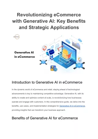 Revolutionizing eCommerce with Generative AI: Key Benefits and  Application