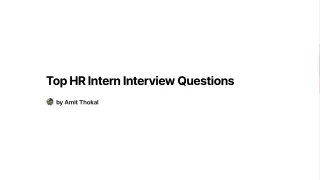 Top HR Intern Interview Questions to Ask and Their Ideal Answers