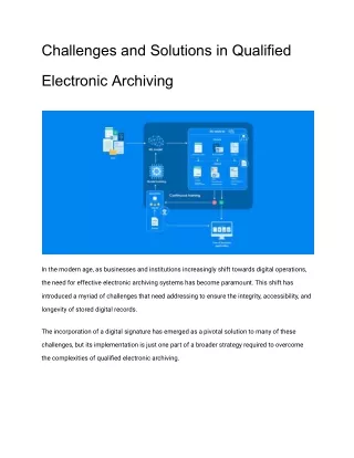Challenges and Solutions in Qualified Electronic Archiving