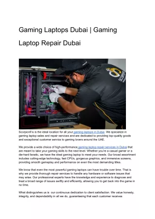 Gaming Laptops Dubai | Gaming Laptop Repair Dubai