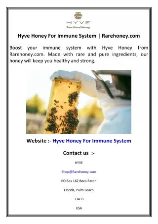Hyve Honey For Immune System   Rarehoney.com