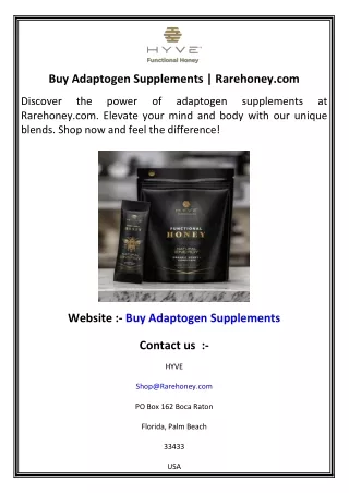 Buy Adaptogen Supplements   Rarehoney.com