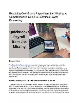 A Quick Guide to QuickBooks Payroll Item List Missing.