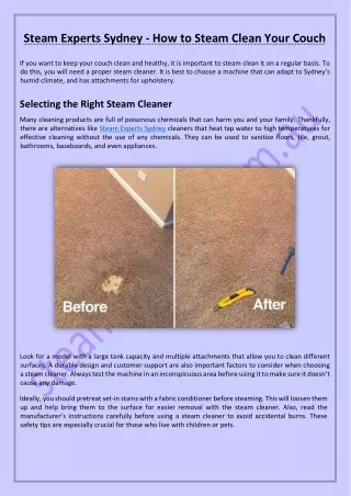 Steam Experts Sydney - How to Steam Clean Your Couch
