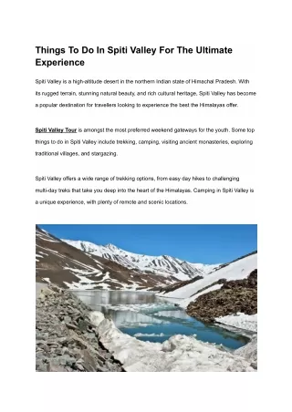 Things To Do In Spiti Valley For The Ultimate Experience