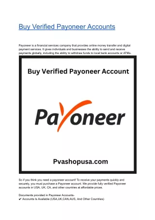 Buy Verified Payoneer Accounts