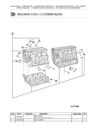 JCB 85Z-1 Mini Crawler Excavator Parts Catalogue Manual (Serial Number 02248517-02249517)