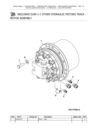 JCB 85Z-1 T2 Mini Crawler Excavator Parts Catalogue Manual (Serial Number 02246515-02247515)