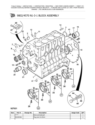 JCB 170 Robot Parts Catalogue Manual (Serial Number  01602000-01605128)