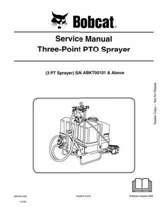 Bobcat Three-Point PTO Sprayer Service Repair Manual Instant Download (SN ABKT00101 And Above)
