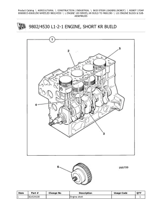 JCB 170HF Robot Parts Catalogue Manual (Serial Number  00680015-00681290)