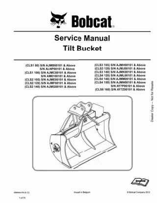 Bobcat Tilt Bucket Service Repair Manual Instant Download