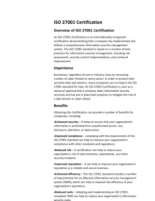 iso 27001 certification