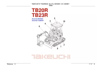 Takeuchi TB20R Mini Excavator Parts Catalogue Manual (Serial No.12300007 and up)