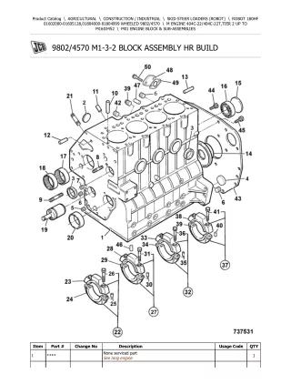 JCB 180HF Robot Parts Catalogue Manual (Serial Number  01602000-01605128)