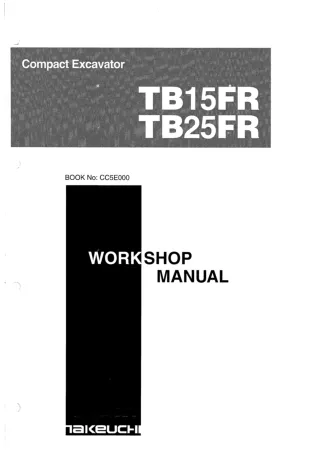 Takeuchi TB25FR Compact Excavator Service Repair Workshop Manual