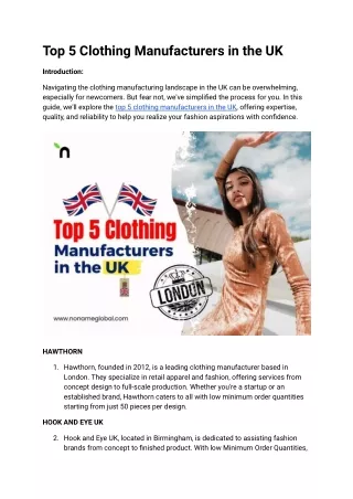 Top 5 Clothing Manufacturers in the UK