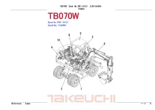 Takeuchi TB070W Compact Excavator Parts Catalogue Manual