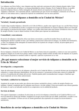 Tulipanes a domicilio en la Urbe de México: una forma única y singular de expres