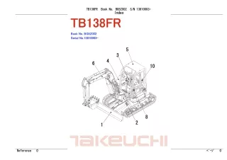 Takeuchi TB138FR Compact Excavator Parts Catalogue Manual (Serial No. 13810003 and up)