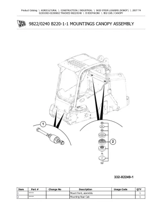 JCB 205T T4 SKID STEER LOADER (ROBOT) Parts Catalogue Manual (Serial Number  02201002-02206002)