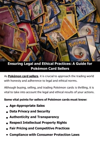 Ensuring Legal and Ethical Practices: A Guide for Pokémon Card Sellers