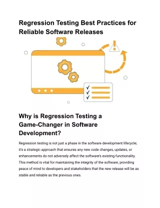 Regression Testing Best Practices for Reliable Software Releases