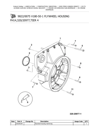 JCB 225 T4 WHEELED Robot Parts Catalogue Manual (Serial Number 02196001-02201001)