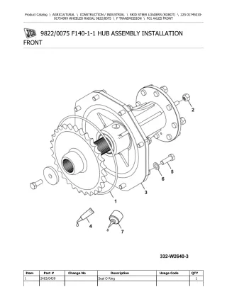 JCB 225 WHEELED Robot Parts Catalogue Manual (Serial Number 01745010-01754999)