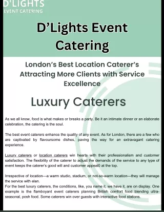 London’s Best Location Caterer’s Attracting More Clients with Service Excellence