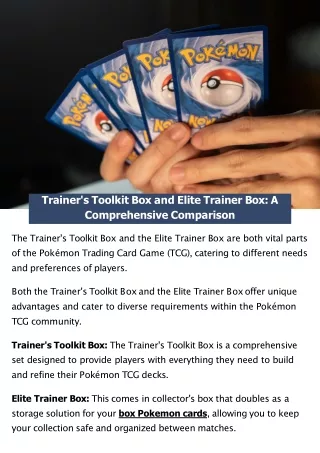 Trainer's Toolkit Box and Elite Trainer Box: A Comprehensive Comparison