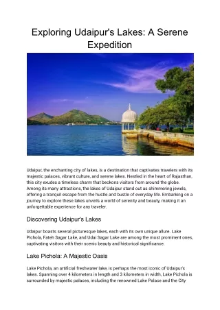 Exploring Udaipur's Lakes_ A Serene Expedition