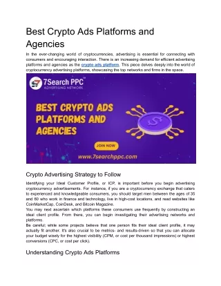 Best Crypto Ads Platforms and Agencies