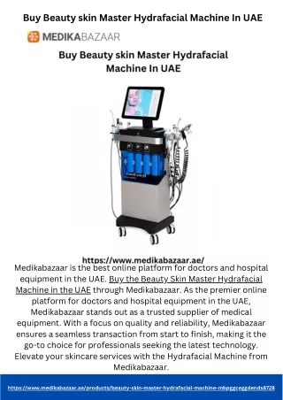 Buy Beauty skin Master Hydrafacial Machine In UAE