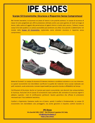 Scarpe S3 Economiche Sicurezza e Risparmio Senza Compromessi