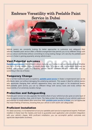 Embrace Versatility with Peelable Paint Service in Dubai