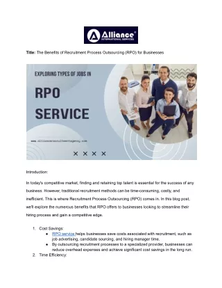 Transform Your Hiring Process with RPO Services | Alliance Recruitment"