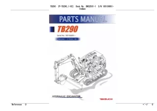 Takeuchi TB290 Hydraulic Excavator Parts Catalogue Manual (Serial No. 185100001 and up)