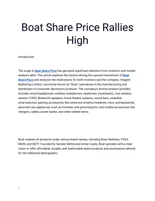 Get The Best Boat Share Price Only At Planify