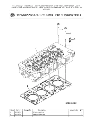 JCB 260 T4 WHEELED Robot Parts Catalogue Manual (Serial Number 02196001-02201001)