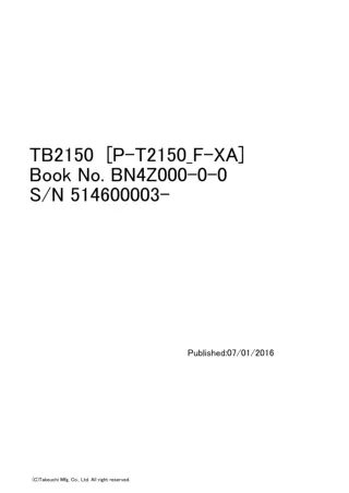 Takeuchi TB2150 Hydraulic Excavator Parts Catalogue Manual (Serial No. 514600003 and up)