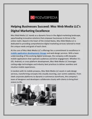 Helping Businesses Succeed Moz Web Media LLC's Digital Marketing Excellence