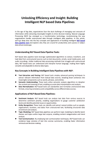 Building Intelligent NLP based Data Pipelines