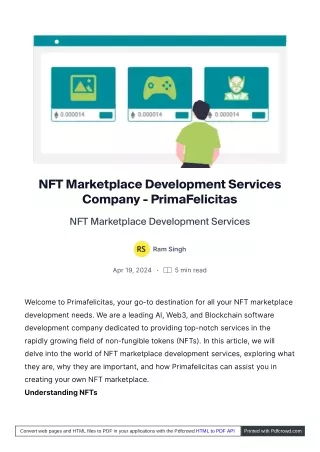 NFT Marketplace Development Services Company - PrimaFelicitas