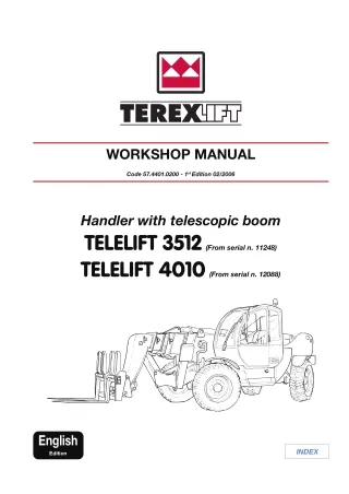 Terex Telelift 4010 Telescopic handler Service Repair Manual SN：12088