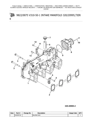 JCB 300 T4 WHEELED Robot Parts Catalogue Manual (Serial Number  02196001-02201001)