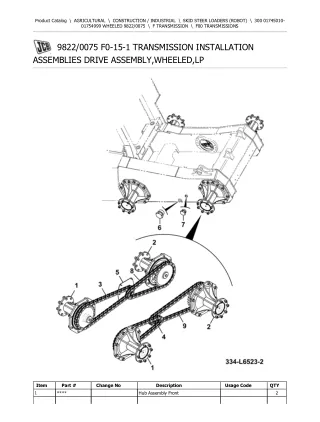 JCB 300 WHEELED Robot Parts Catalogue Manual (Serial Number 01745010-01754999)