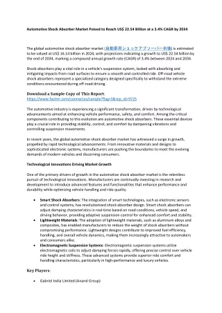 Automotive Shock Absorber Market – Size, Share, Growth, Trends and Forecast 2034