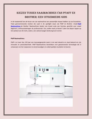 Kiezen tussen naaimachines van Pfaff en Brother: een uitgebreide gids