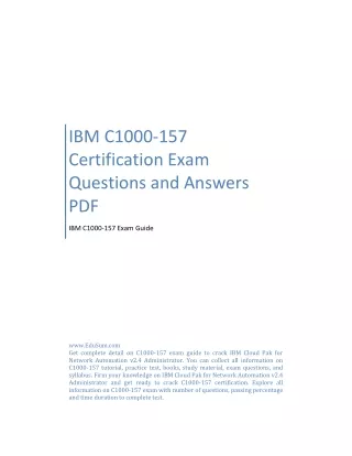 IBM C1000-157 Certification Exam Questions and Answers PDF